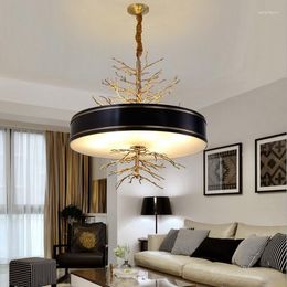 Pendant Lamps American Creative Art Retro Staircase Living Room Dining Lamp Postmodern Designer Light Luxury Copper Chandelier Led