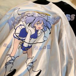 Women's Hoodies Cute Anime Character Sweet Girls Print Oversized Sweatshirt Women Bf College Style Long Sleeve Streetwear Thin Spring Tops