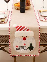 Christmas Decorations Gift Santa Claus Snowman Table Runner Merry For Home 2022 Xmas Ornaments Year's Decor