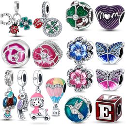 925 Sterling Silver Dangle Charm Women Beads High Quality Jewelry Gift Wholesale Blossom Flower Lucky Butterfly Bead Fit Pandora Bracelet DIY