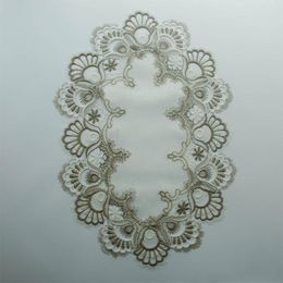 Table Mats Creative White Colour Jacquard Cloth Christmas Bells Embroidered Lace Trim 30x50cm Oval 40cm Round Doily Placemats