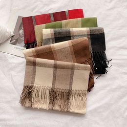 New Arrived Shawls Autumn and Winter Retro Large Checked Cashmere Scarf Women's New Fashion Fringe Warm Neckerchief Office Air Conditioning Room Cape