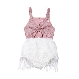 Rompers Newborn Baby Girls Clothes Romper Lace Tassel Sleeveless Patchwork Cute Girl Jumpsuit Summer J220922