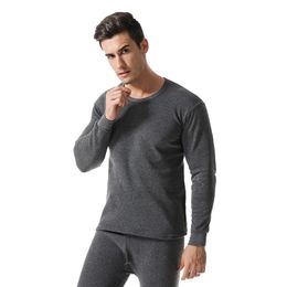 Men s Thermal Underwear Winter Long Johns Men Sets thin fleece solid color keep warm Round neck Plush thick clothing 221007