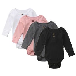 Rompers Solid Cotton Long Sleeve Outfit Toddler Baby Boys Girl Romper Spring Autumn Newborn Baby Girls Long Sleeve Jumpsuit J220922