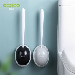 Toilet Brushes Holders ECOCO Silicone Head Quick Drain Cleaning Tools for WallMounted Household WC Bathroom Accessories 221007