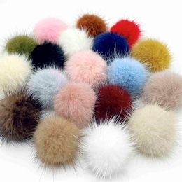 Other REGELIN 4.5cm Mink Fur Ball Pompom Pompon for Sewing on Knitted Keychain Scarf Shoes Hats DIY Jewellery Crafts cessories Y2210