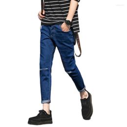 Men's Pants Wholesale 2022 Summer Thin Broken Hole Jeans Men Korean Slim Feet Teenagers Cowboy Students Ankle Length Beggar