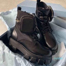 2022 Boot military inspired combat boots nylon bouch attached to the ankle with bags NO43