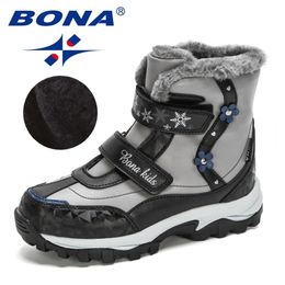 Buty Bona Orvival Winter Mid-Calf Plush Snow Children Outdoor Trwne dzieciaki przeciw pośpiechu High Top Buty dla chłopców Buty 221007