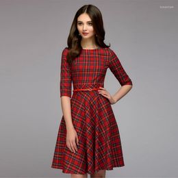 Casual Dresses Women Elegent A-line Dress 2022 Vintage Printing Party Vestidos Three Quarter Sleeve Autumn DressCasual