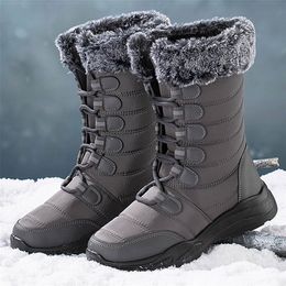 Boots Women 2022 Winter For Super Warm Snow LaceUp Flat Bottine Femme Shoes Luxury Footwear 221007