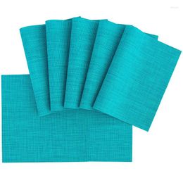Table Mats Placemats Place Mat Blue Set Of 6 Non Slip Easy To Clean Wipeable Crossweave Woven Washable