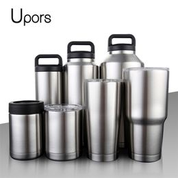 Water Bottles UPORS 304 Stainless Steel Water Bottle Double Wall Vacuum Beer Kettle Flasks With Handle Outdoor Camping Sport Bottle 221008