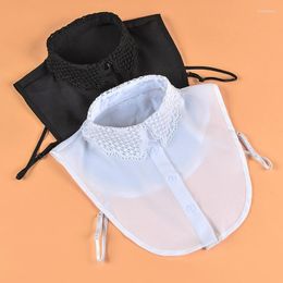 Bow Ties Linbaiway Korean Women Hollow Floral White Fake Collar Female Detachable Collars Lapel Blouse Decorative Sweater False