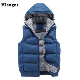 Men's Vests Fashion Sleeveless Jacket Thickening 100% Cotton Hat Hooded Warm Winter Waistcoat Casual Windbreaker 221008