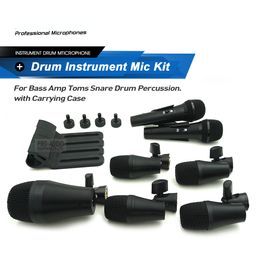 Professional 7 Piece Percussion Instrument Microphone PGADMK7 Drum Kit For Bass Amp Tom Snare Drum Stage Mic with Carrying Case