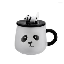 Mugs Creative Gift Ceramic Cup Student Office Worker Hand Drawn Mug Panda Cartoon Water Bottle With Lid Milk Coffee Kettle