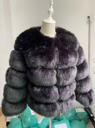 EDC8 S-3XL Faux Fur Women 2022 Winter Top Fashion Pink Fur Coat Elegant Thick Warm Outerwear Fake Woman Jacket