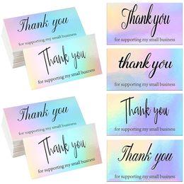 Thank You for Supporting My Small Business Greeting Cards Laser Holographic Design Gift Card Invite Writeable Paper Bookmark Thick Cardstock RRE14794