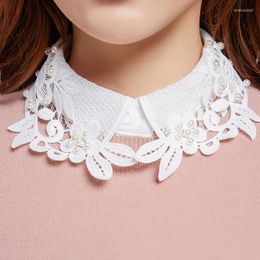 Bow Ties Linbaiway Elegant White Lace Detachable Collars For Women Floral Hollow False Collar Shirt Fake Remoable Faux Col Tie