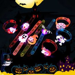 Party Games Crafts 3PCS Ghost Pumpkin Halloween Bracelet Glowing Toy Guest Kids Gift Halloween Party Favour Grant Carnival Party Presents Giveaways T221008