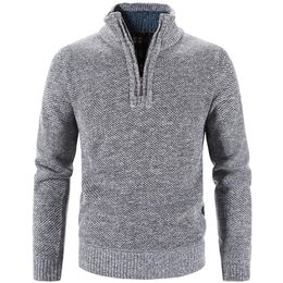 Mens Sweaters Winter Mens Fleece Thicker Sweater Half Zipper Turtleneck Warm Pullover Quality Male Slim Knitted Wool Sweaters for Spring 221008