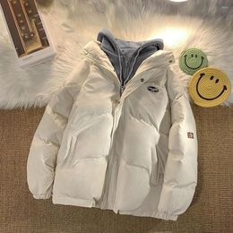 Men's Jackets Winter White Color Parkas For Men Korean Fashion Male Jacket Loose Couple Clothing Hooded Warm Coats