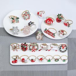 Table Napkin Christmas Ring Holder For Holiday Decoration Elk Tree Snowflake Buckle