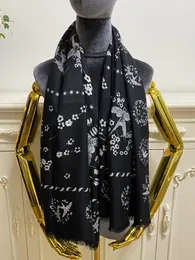 women square scarf shawl 35% silk 65% cashmere material black print flowers bird pattern size 130cm - 130cm