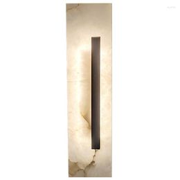 Wall Lamp Rectangular Natural Marble Light Foyer Restaurant LED Minimalist Home Decoration Atmosphere Lighting Sconce