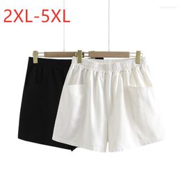 Pants 2022 Ladies Summer Plus Size Shorts For Women Large Loose Cotton Black White Pocket 2XL 3XL 4XL 5XL