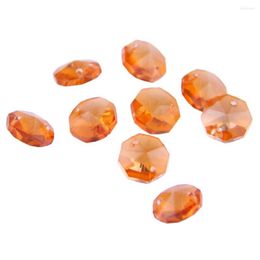 Chandelier Crystal Orange 14mm Octagon Beads With 1 Hole/2 Holes Lighting Lamp Parts Strand Component For Home Wedding & DIY