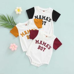 Rompers Toddler Baby Boys Summer Clothes Cotton Romper Short Sleeve Letter Print Patchwork Playsuit Jumpsuit Casual Outfit J220922