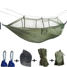 Outdoor camping double parachute cloth hammock with mosquito net Digital Camouflage Army Green multicolor 2023