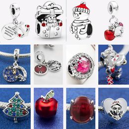 925 Sterling Silver Dangle Charm Women Beads High Quality Jewellery Gift Wholesale Christmas Santa Apricot Bead Fit Pandora Bracelet DIY