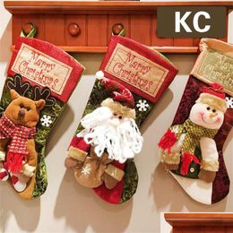 Decoraciones navide￱as Nochebuena regalos decorativos calcetines calcetines colgante de dulces bolsas de dulces entrega de ca￭da 2021 jard￭n de hogar festivo pa dhmeg