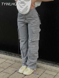 Pantaloni da uomo Cargo Baggy Moda donna anni '90 Streetwear Tasche Larga g Vita dritta Pantaloni in denim Y2k Salopette