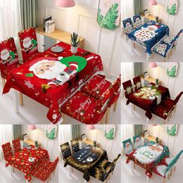 Christmas Decorations Tablecloth Kitchen Dining Table Santa Claus Print Home Rectangular Party Covers Ornaments