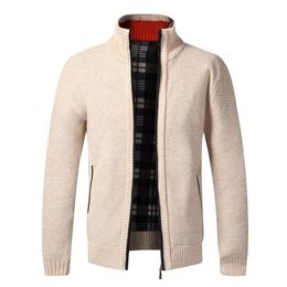 Men's Sweaters Top Quality Autumn Winter Jacket Slim Fit Stand Collar Zipper Solid Cotton Thick Warm Sweater 221007
