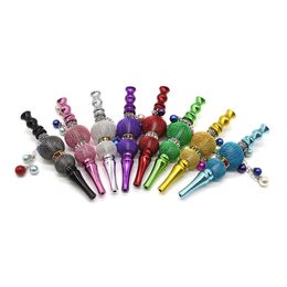 Smoking Metal Hookahs Mouthpiece Tips Suck Tip Handmade Hollowed Alloy with Diamond-Mounted Ring Pearl Decorated For Water Pipes