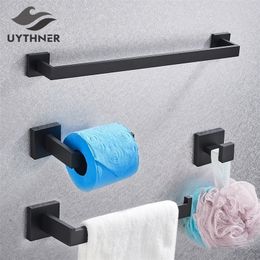 Towel Racks Bathroom Hardware Set Black Robe Hook Rail Bar Rack Shelf Tissue Paper Holder Toothbrush Accessories 221007