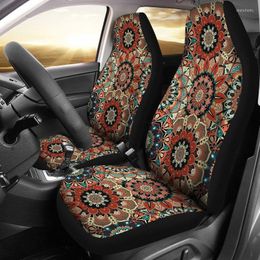 Car Seat Covers Brown Red Mandalas Boho Chic Bohemian Pair 2 Front Protector Accessories