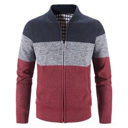 Mens Sweaters Autumn Winter Mens Patchwork Sweater Coat Wool Knit Sweater Men Zipper Knitted Thick Coat Warm Casual Knitwear Cardigan Jackets 221008