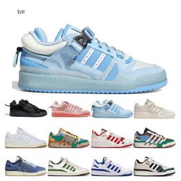 OG Casual Shoes Sports Sneakers Trainers Core Black Easter Egg Patchwork White Gum Crew Green 2022 Bad Bunny X Forum Buckle Low Men Women