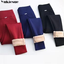 Womens Pants Capris Women Winter Warm womens pants Velvet Thick Trousers High Waist Elastic Mother Stretch pencil Pants clothes 5XL 6XL 221007