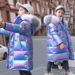 Down Coat White Duck Shiny Jacket For Girls Hooded Warm Children Girl Winter 5 16 Years Kids Teenage Cotton Parka Outerwear 221007