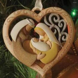 Christmas Decorations Family Of 3 Love Ornament Giftable Religious Decor Wooden Tree Pendant Hanging Embellishment Crafts