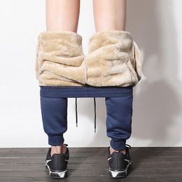 Men's Pants Men's Winter Fleece Cashmere Velvet Thicken Male Warm Trousers Joggers Sweatpants Elastic Waist Loose Long