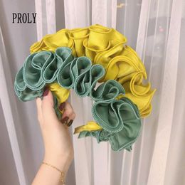 Headbands PROLY New Fashion Women Headband Pleated Flower Hairband Turban Adult Fresh Flower Hair Hoop Girls Hair Accessories T221007